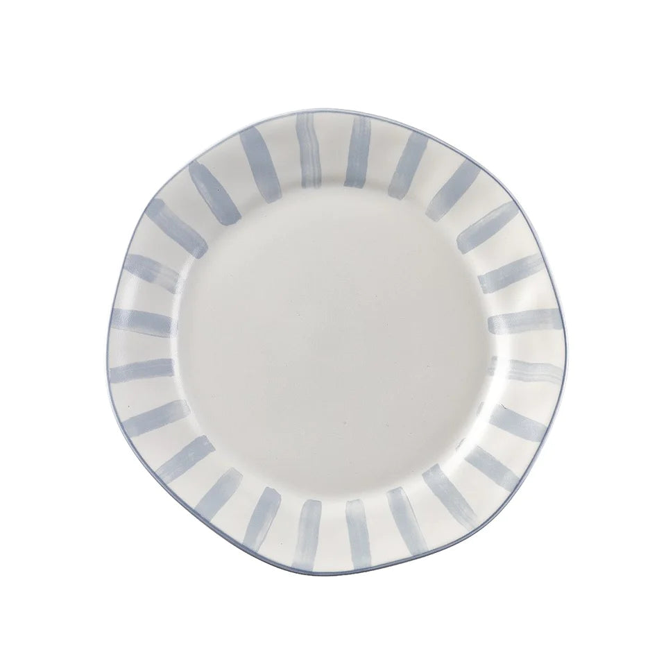 Azores Striped Salad Plate, Blue Lagoon