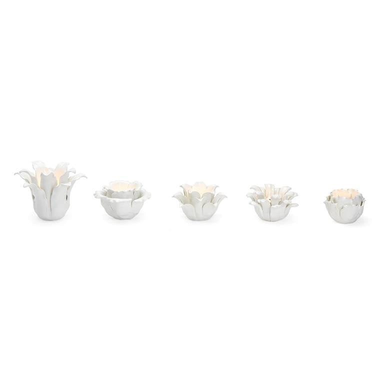 White Succulent Votive Candle Holder