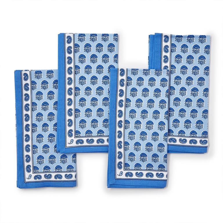 Blue Block Print Cloth Napkins