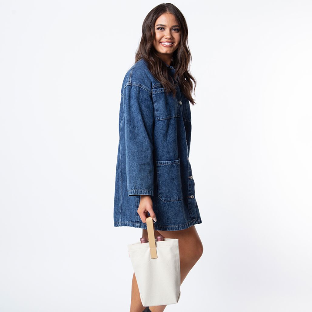 Leather Grip Wine Tote