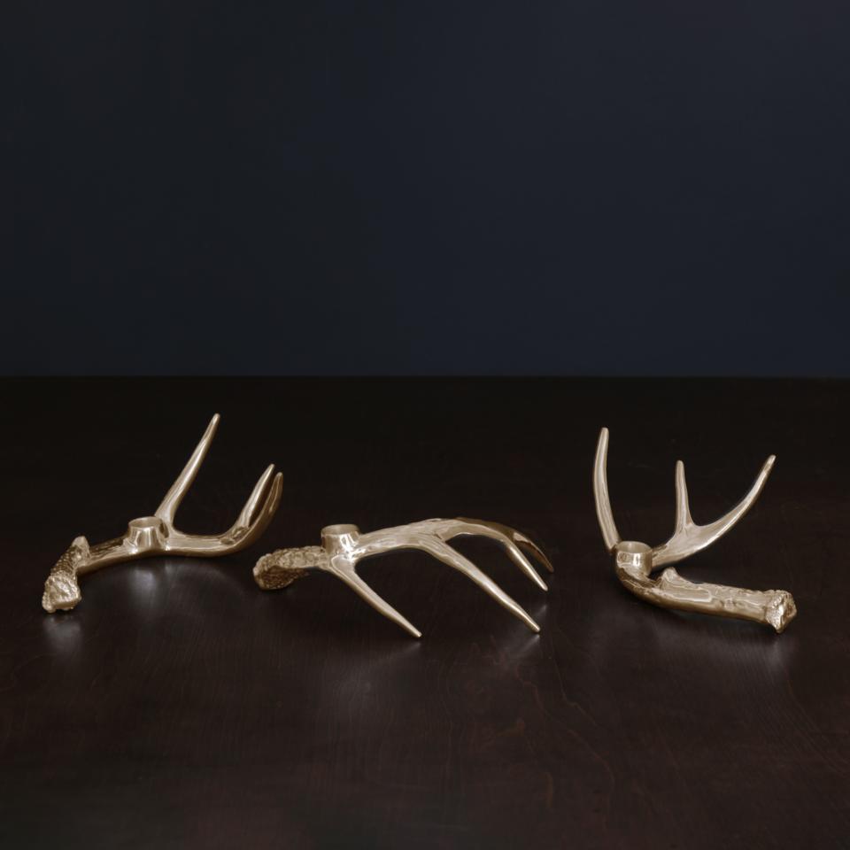 Antler Candlestick Gold Set of 3 (Gold)