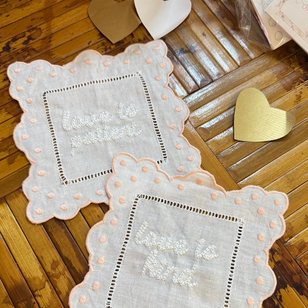 Love Hemstitch Cocktail Napkins