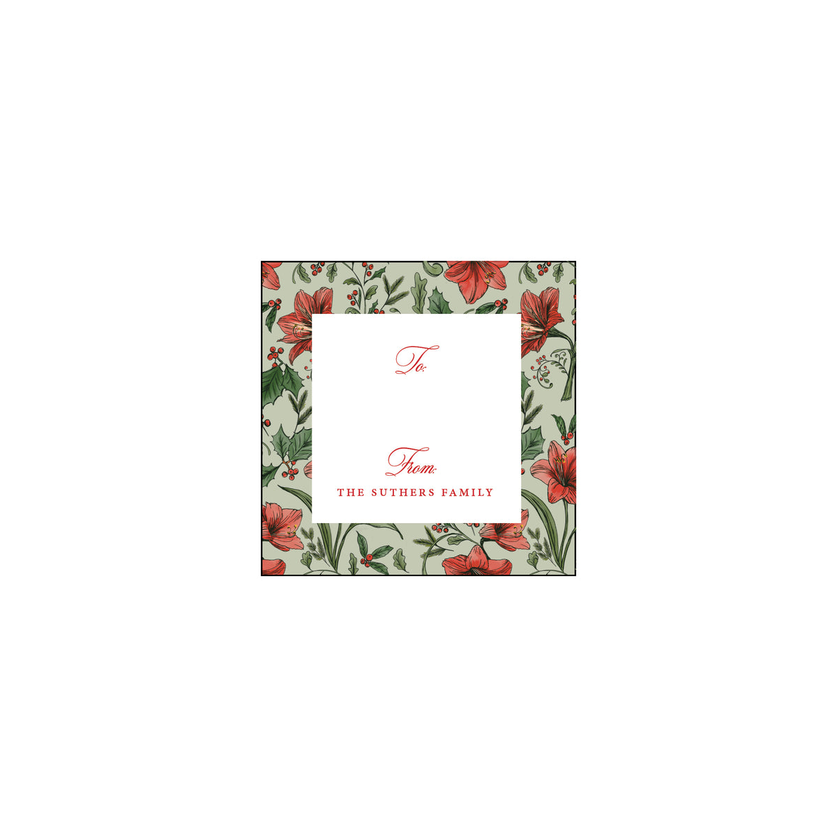 Amaryllis Red Gift Label