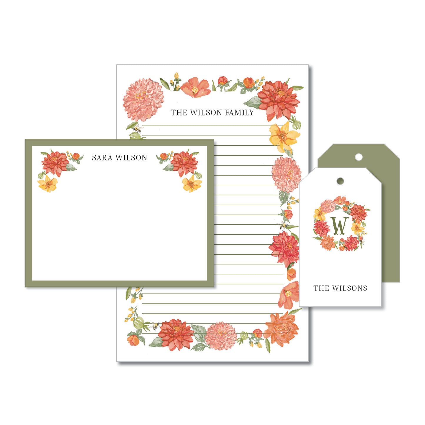Dahlia Stationery Set