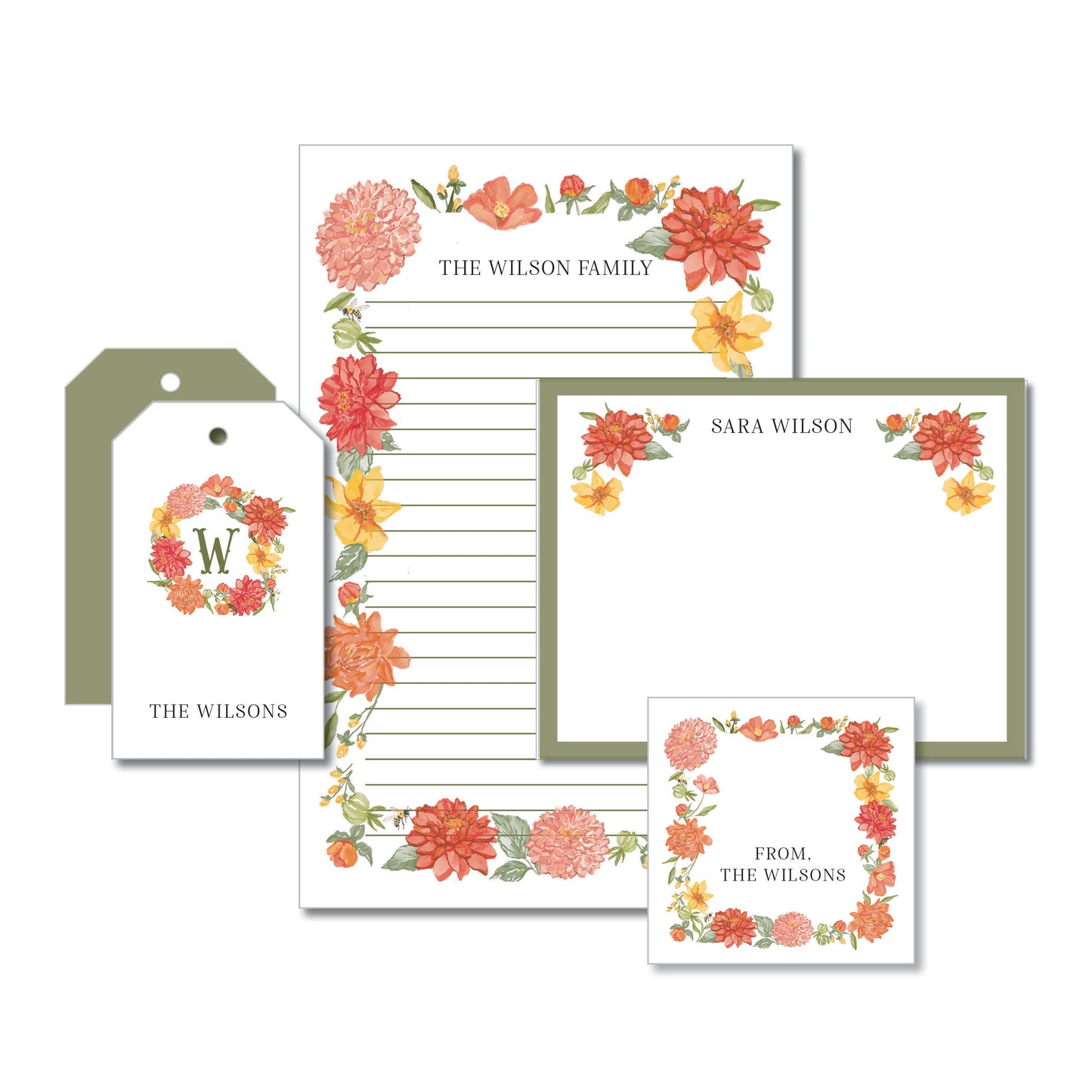 Dahlia Stationery Set