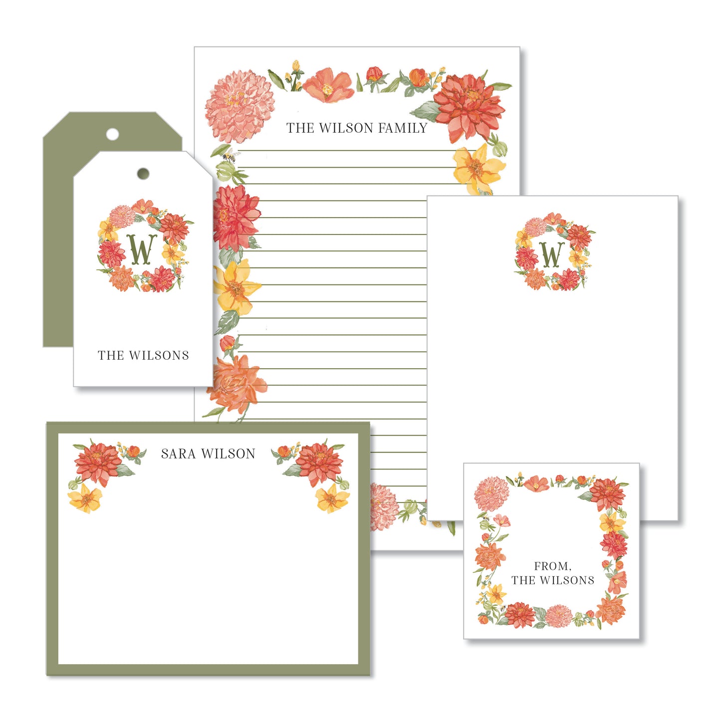 Dahlia Stationery Set