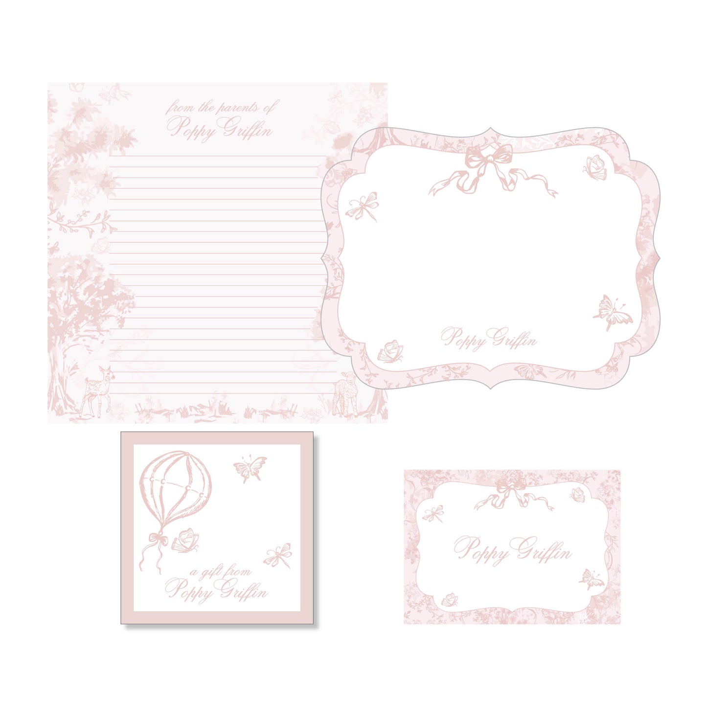 Flutter Pink Children Stationery Set