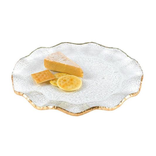 Gold Leaf Round Wavy Charger
