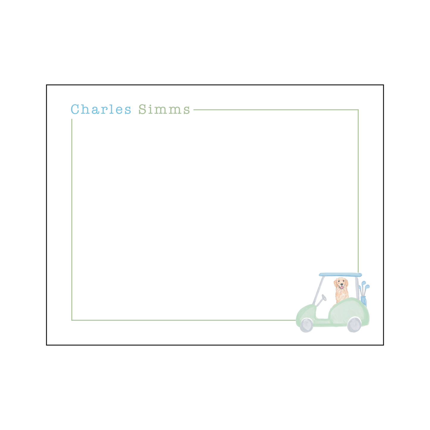Golf Cart Dog Notecard