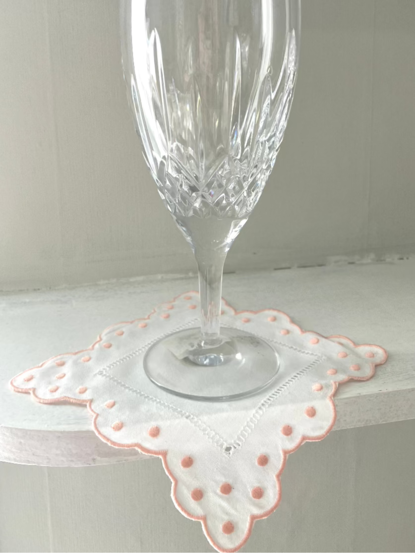Dots Hemstitch Cocktail Napkins