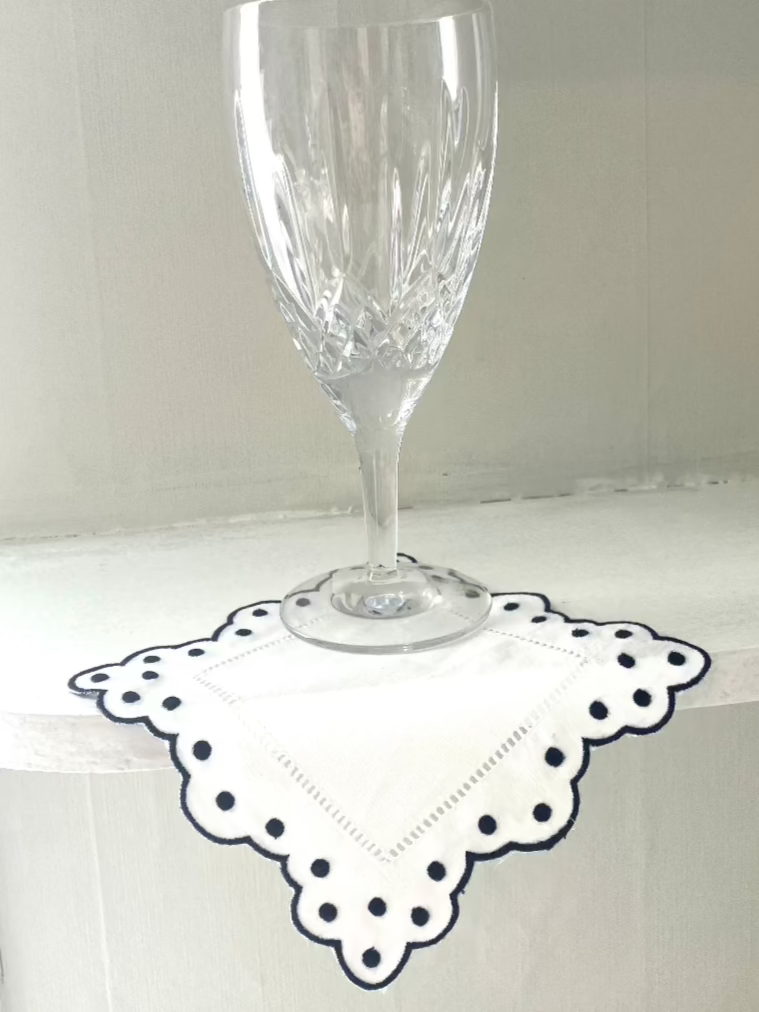 Dots Hemstitch Cocktail Napkins