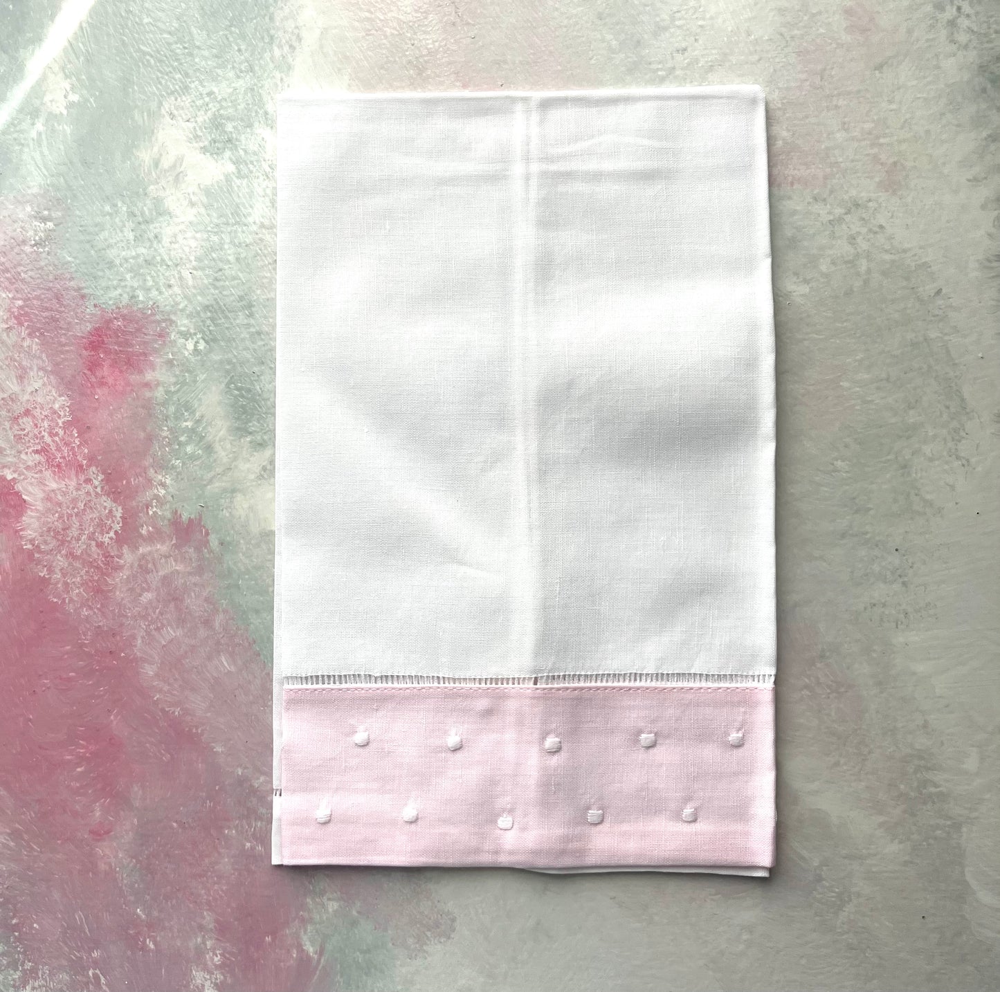 Colored Hemstitched Linen Tea Towel