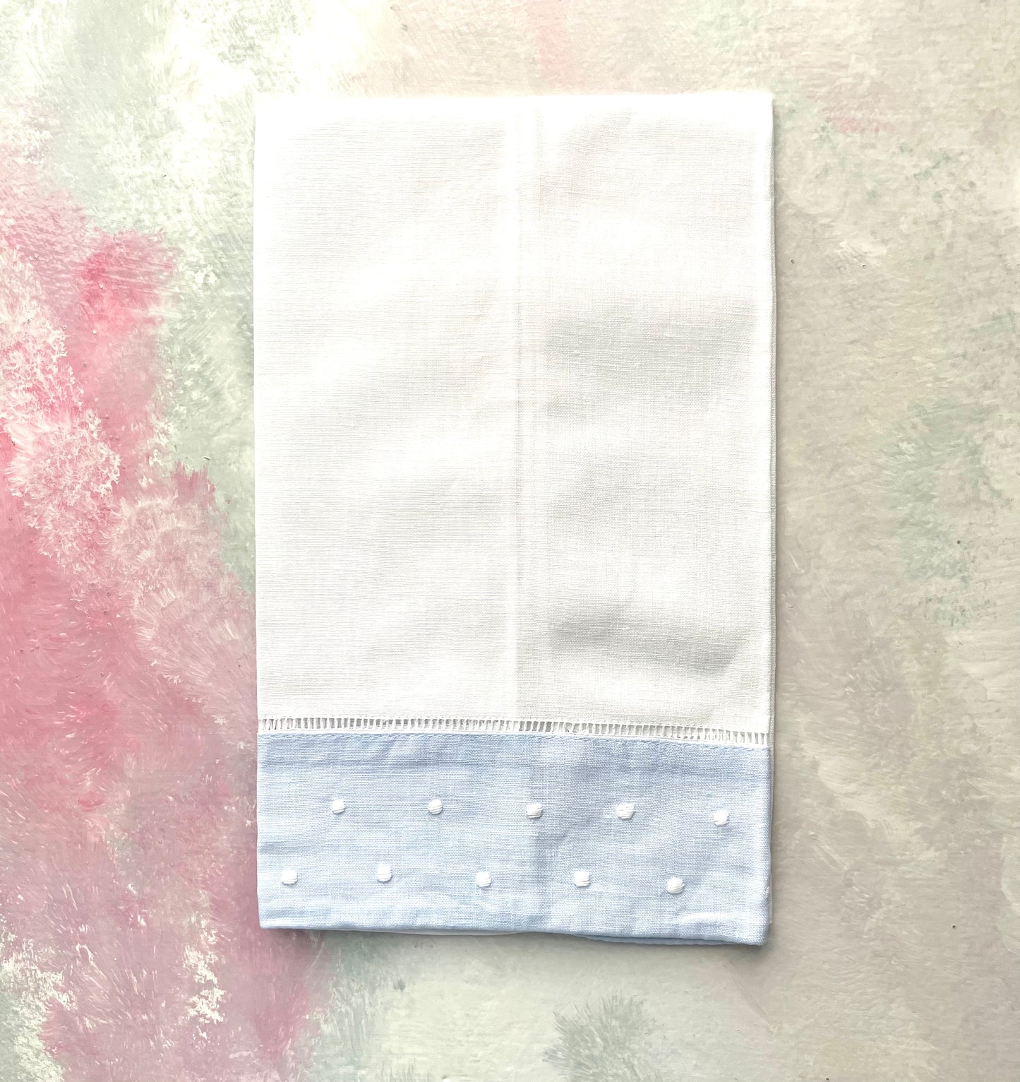Colored Hemstitched Linen Tea Towel