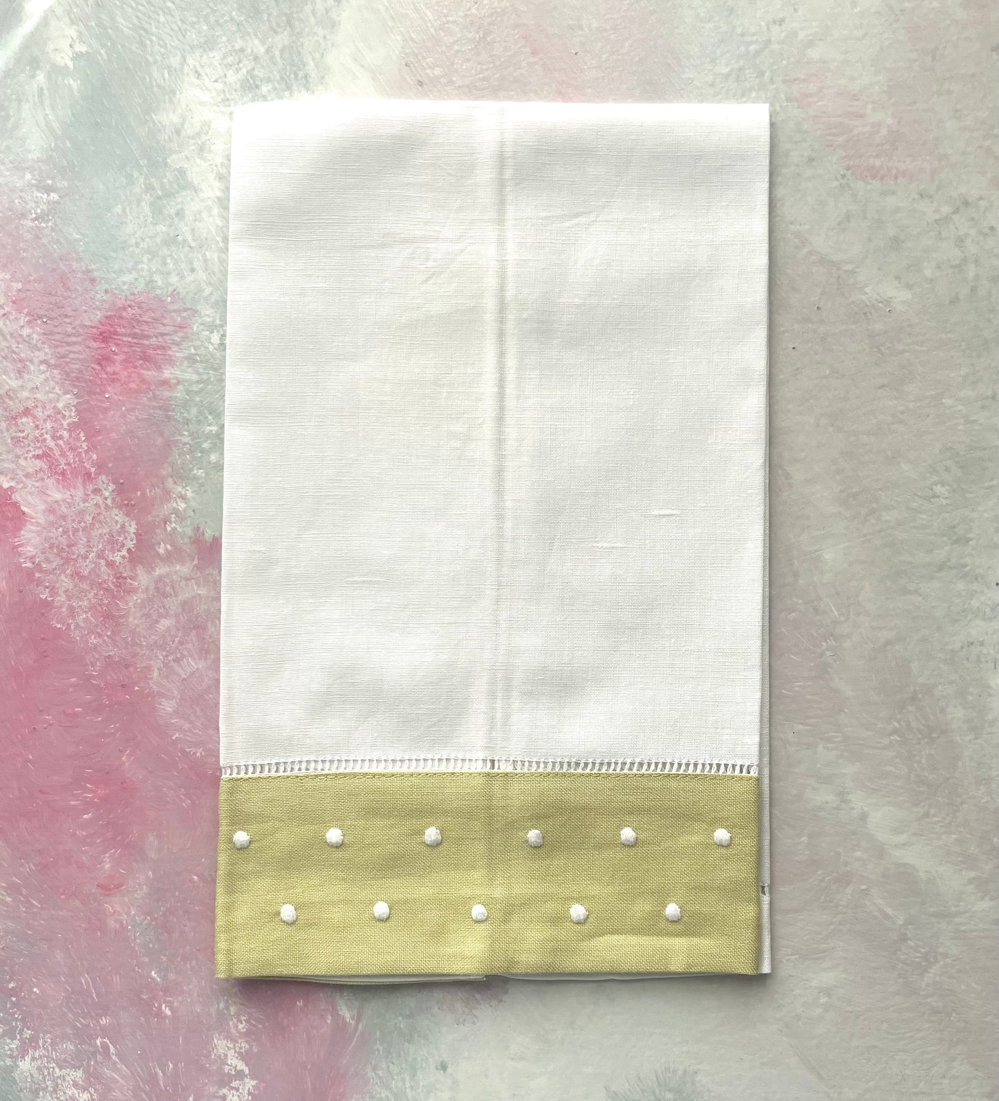 Colored Hemstitched Linen Tea Towel