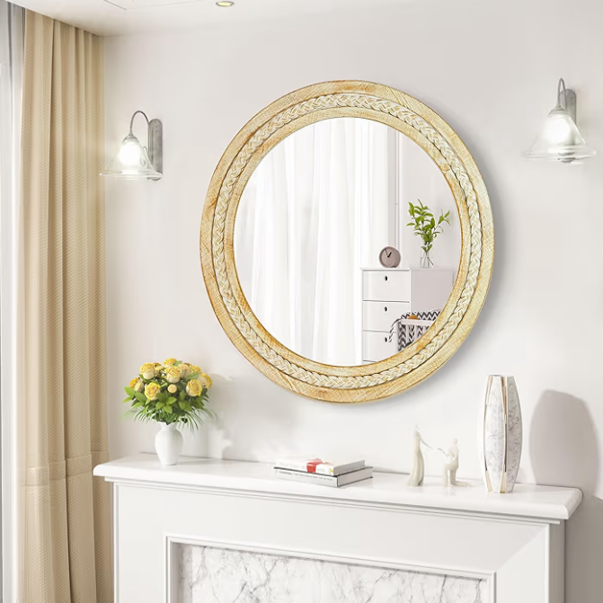 Braided Round Mirror 24"