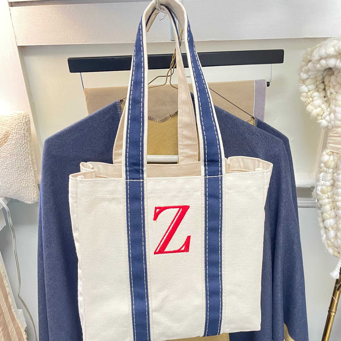 Canvas Wine Tote, Navy