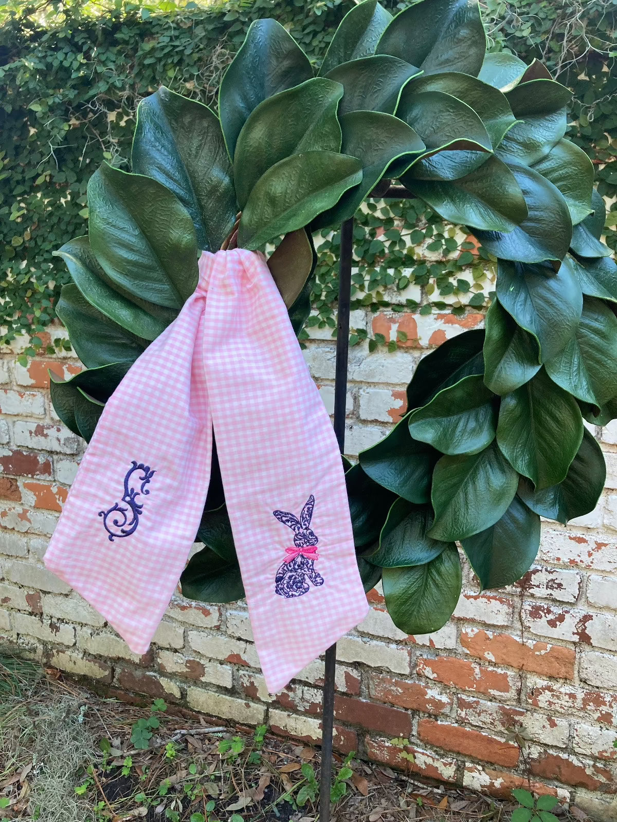 Chinoiserie Bunny Wreath Sash