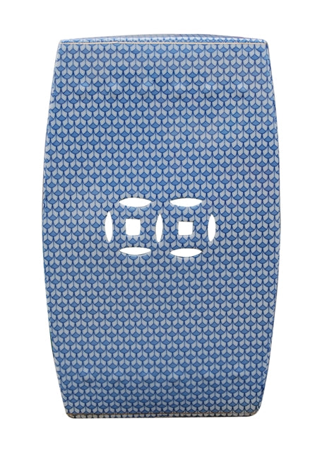 Blue & White Fish Scale Square Garden Stool