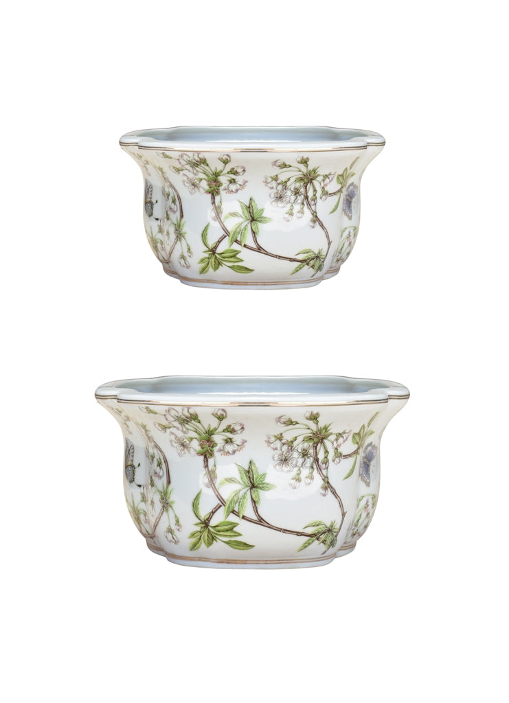 Cherry Blossoms Oval Cachepot Set