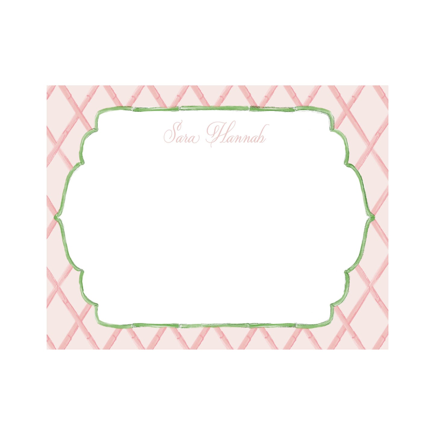 Pink and Green Bamboo Notecard