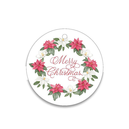 magnolia flower wreath paper gift tag