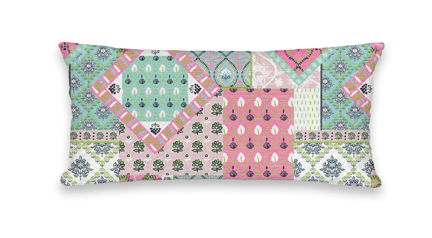 Laramie Patchwork Quilted Pillow-Green