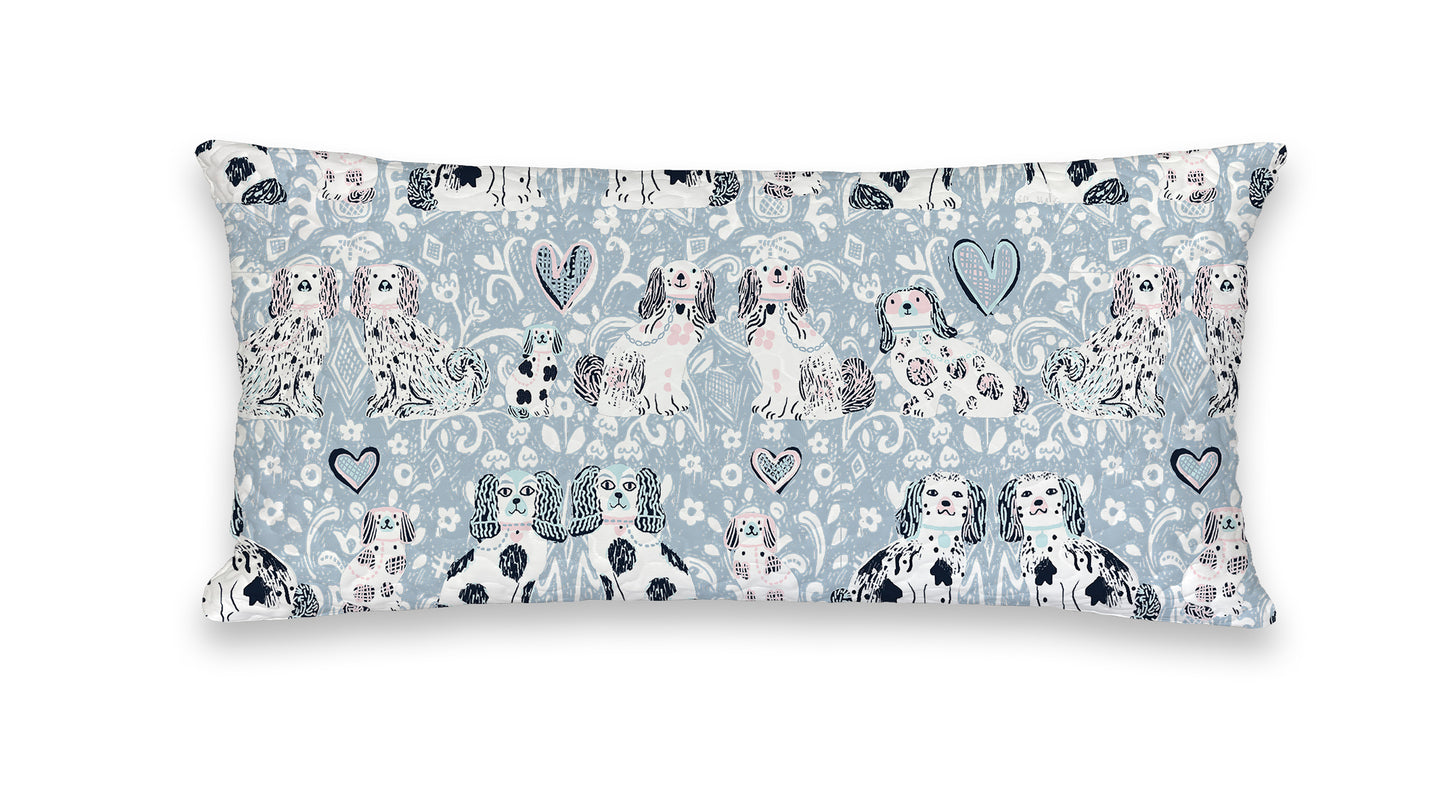 Foo Dogs Quilted Pillow-Lt. Blue