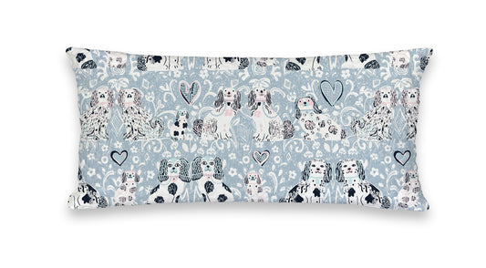 Foo Dogs Quilted Pillow-Lt. Blue