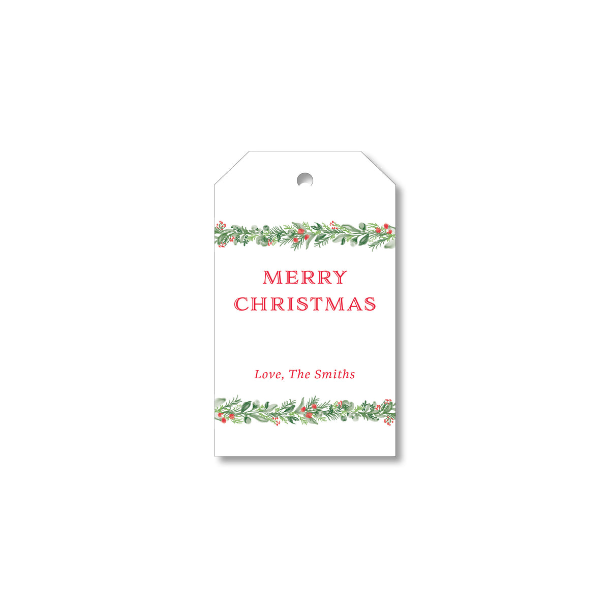 Red Bow Garland Gift Tag