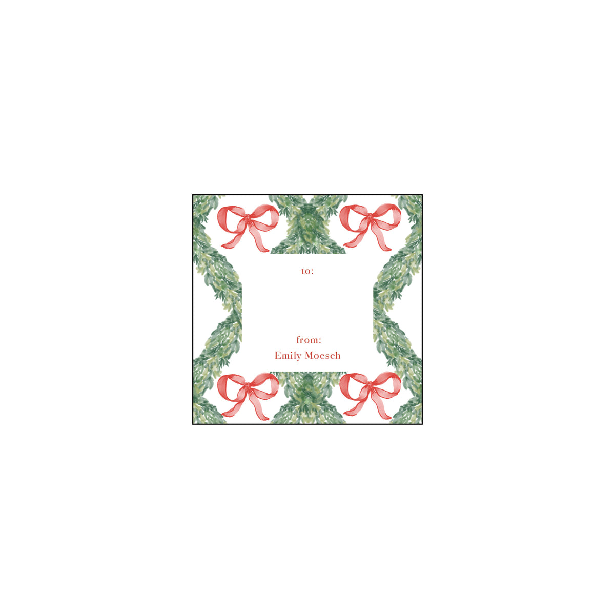 Red Bow Gift Label