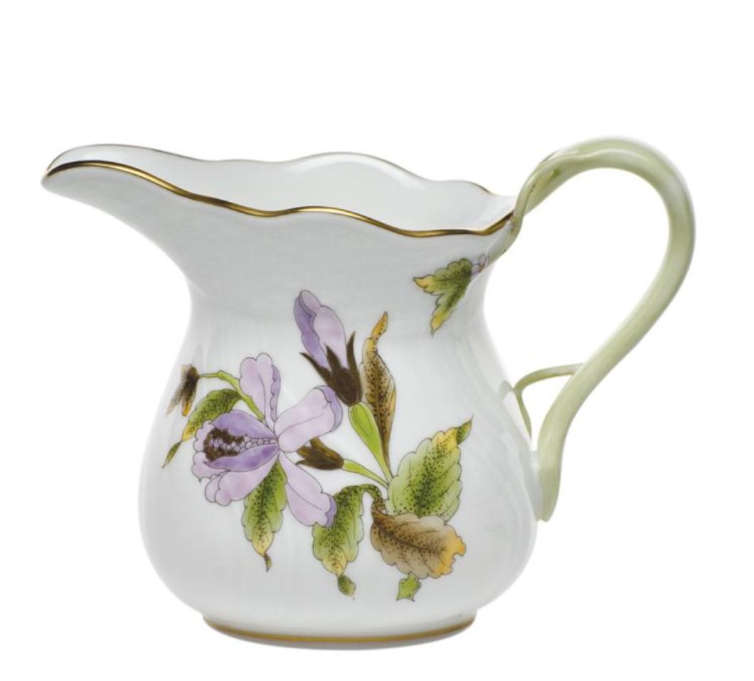 Lilac and Green Handled Leaf Creamer