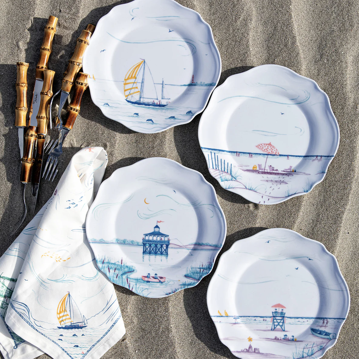 Seaside Melamine Salad Plate Set