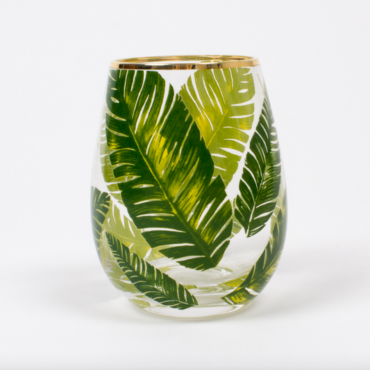 Banana Leaf Stemless Wine Glass