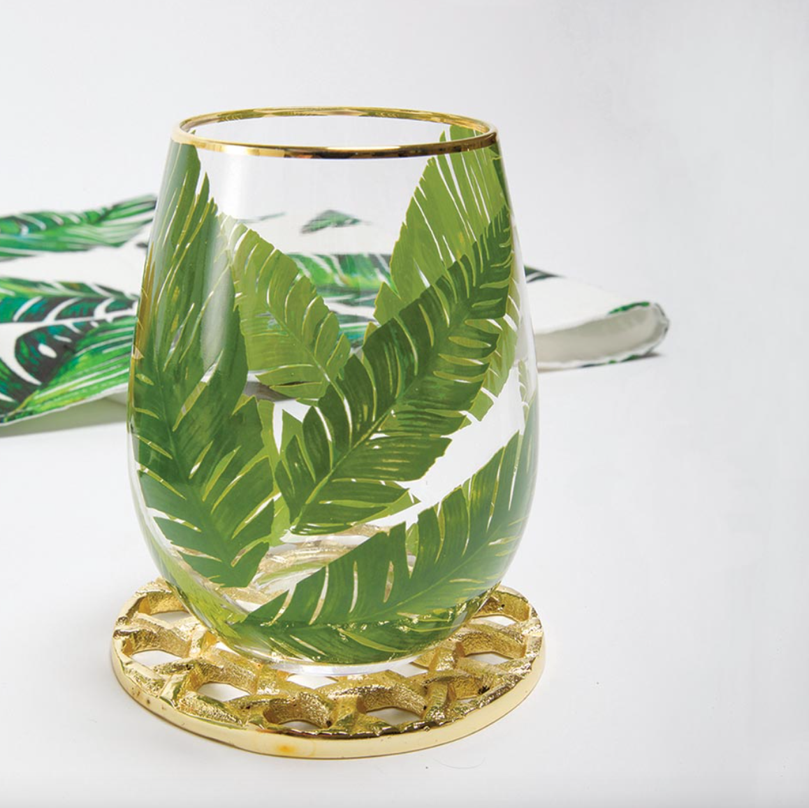 Banana Leaf Stemless Wine Glass