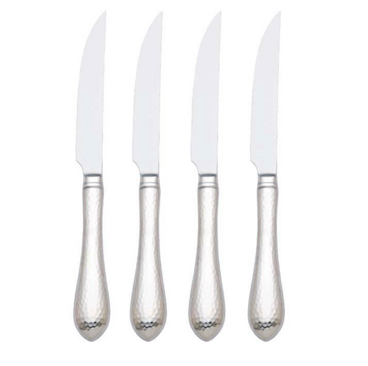 Hammered Antique Steak Knives, S/4