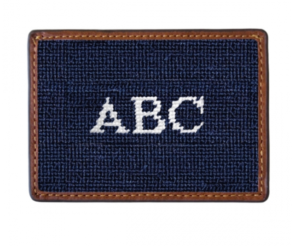 Monogrammed Needlepoint Card Wallet
