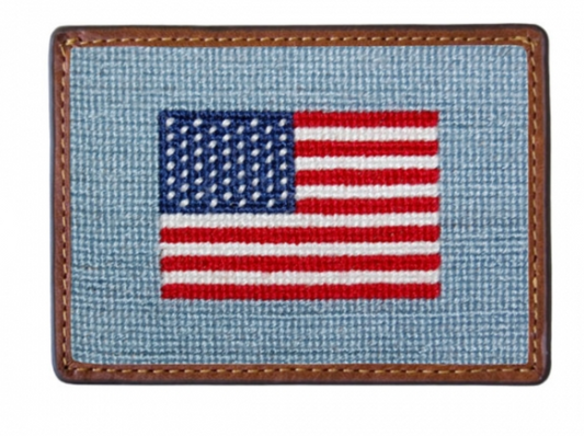 American Flag Needlepoint Card Wallet