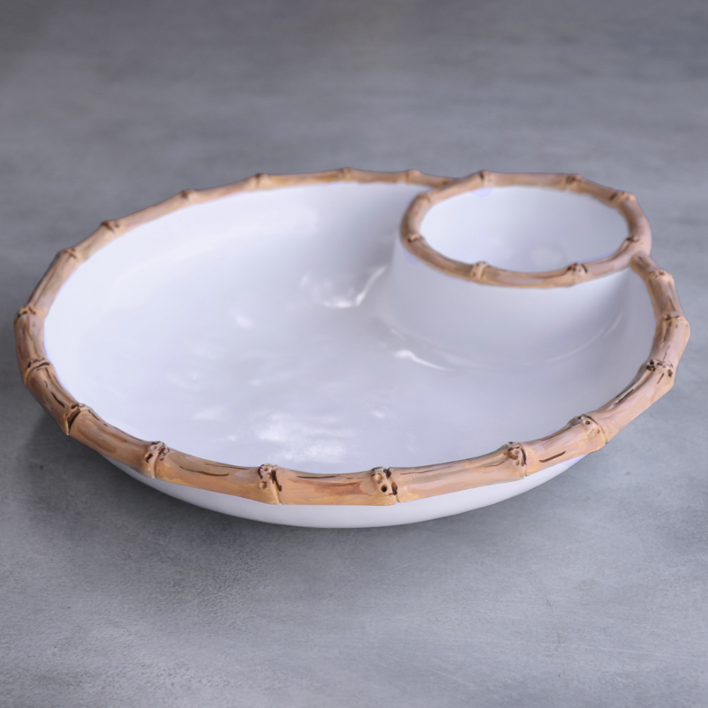 Bamboo Melamine Chip and Dip Bowl