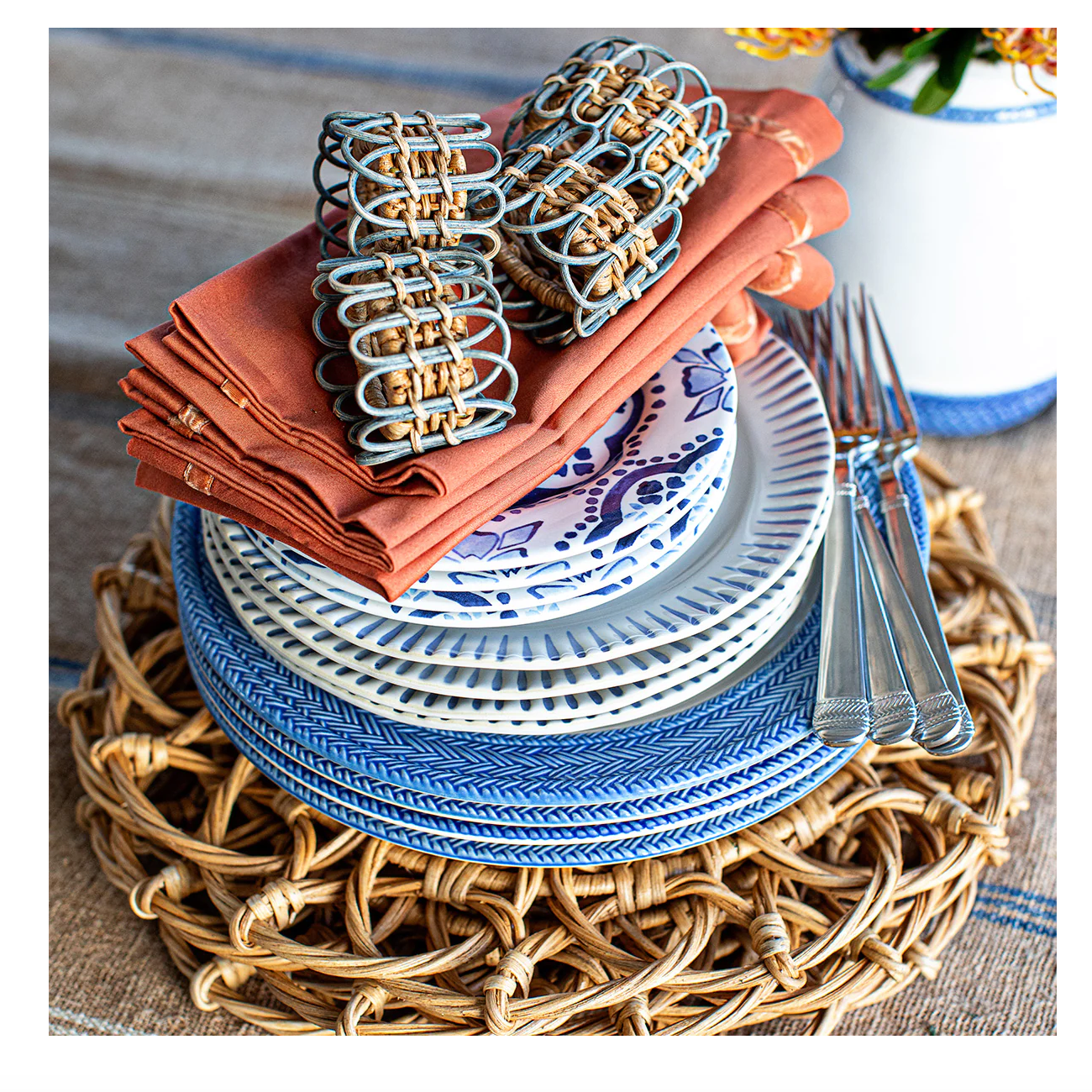 Provence Rattan Napkin Rings Pair