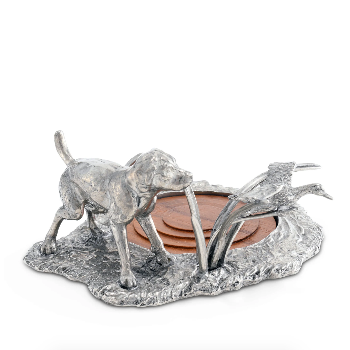 Retriever flushing a wood duck coaster