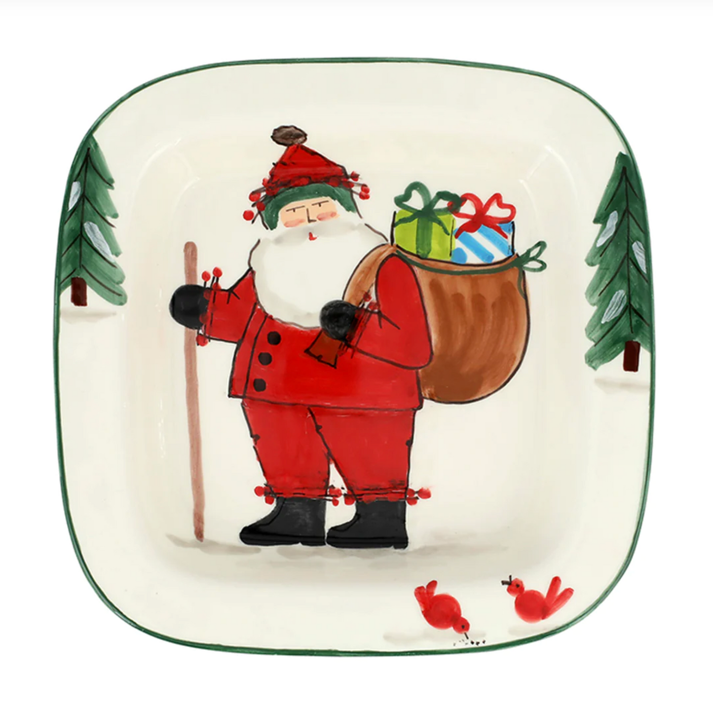Old St. Nick Rimmed Square Platter