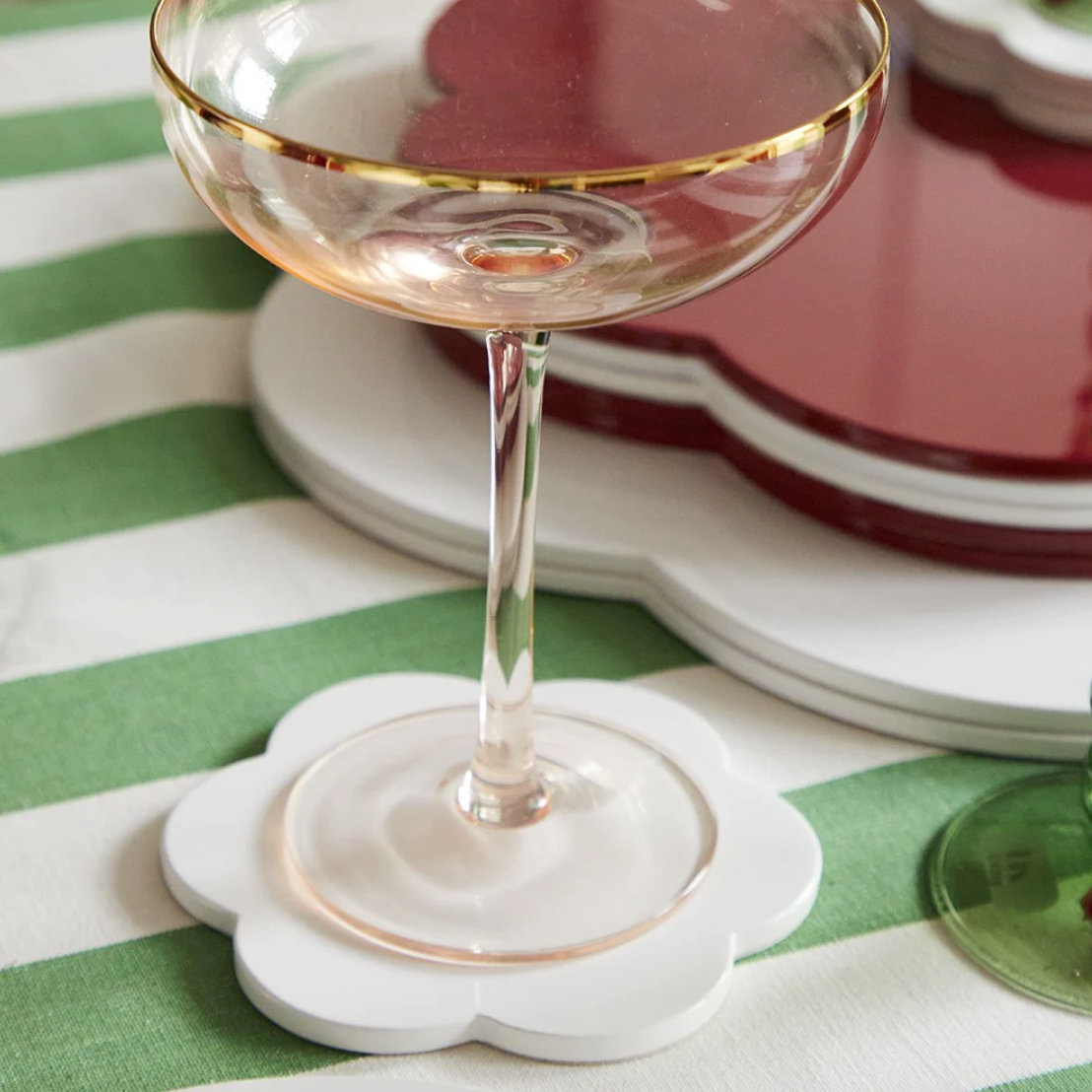 Scalloped Coaster Set White