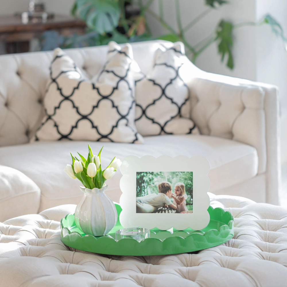 White Scalloped Lacquer Frame