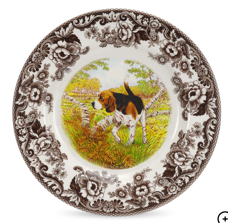 Woodland Salad Plate - Hunting Dogs