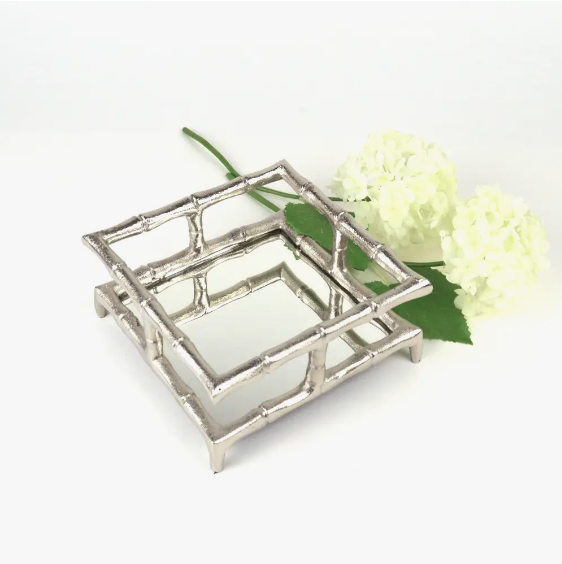 Silver Bamboo Cocktail Tray
