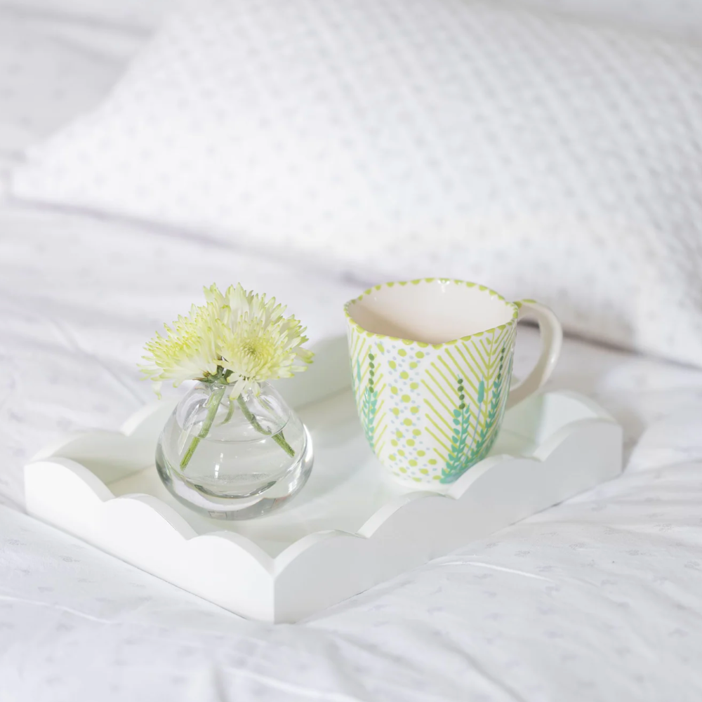Scalloped Tray Small White