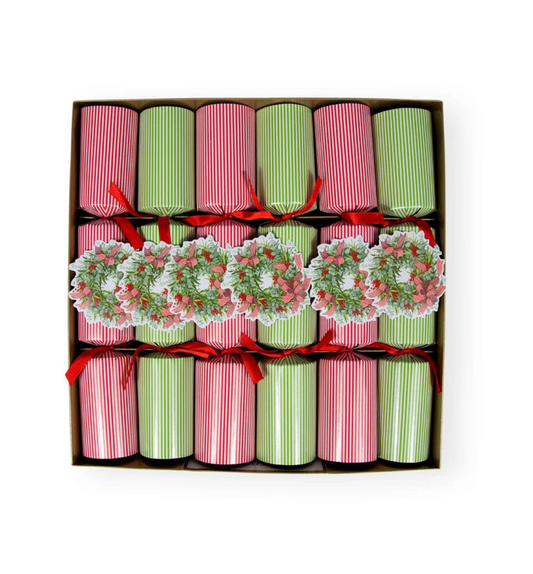 Ribbon Stripe Wreath Christmas Crackers