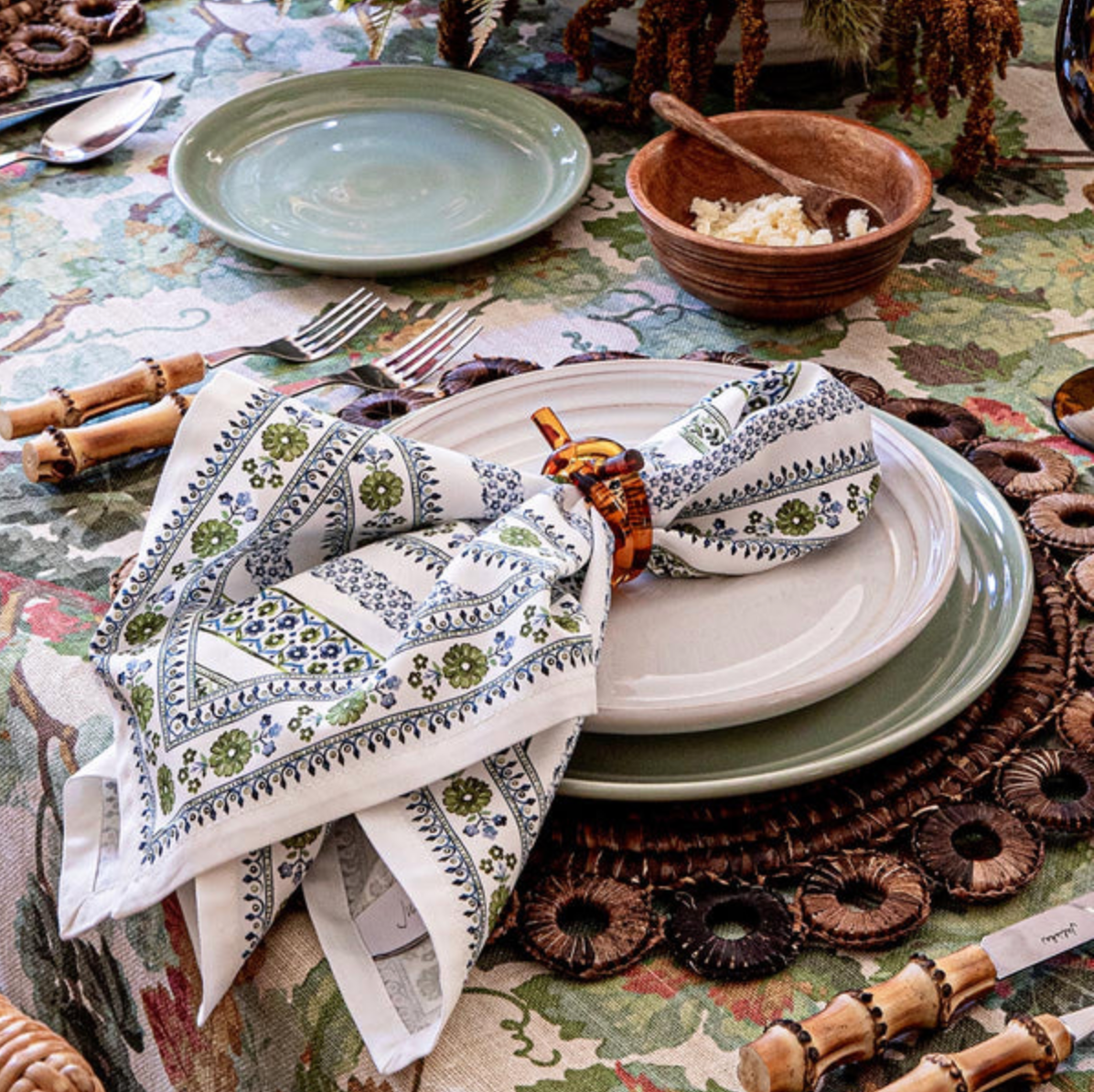 Seville Stripe Napkin Green