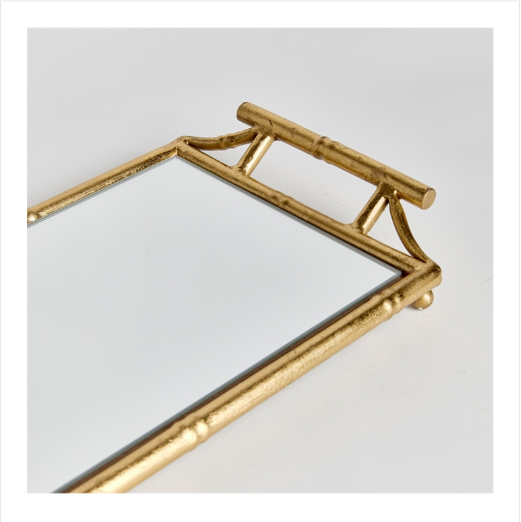 Daphne Gold Bamboo Narrow Mirrored Tray