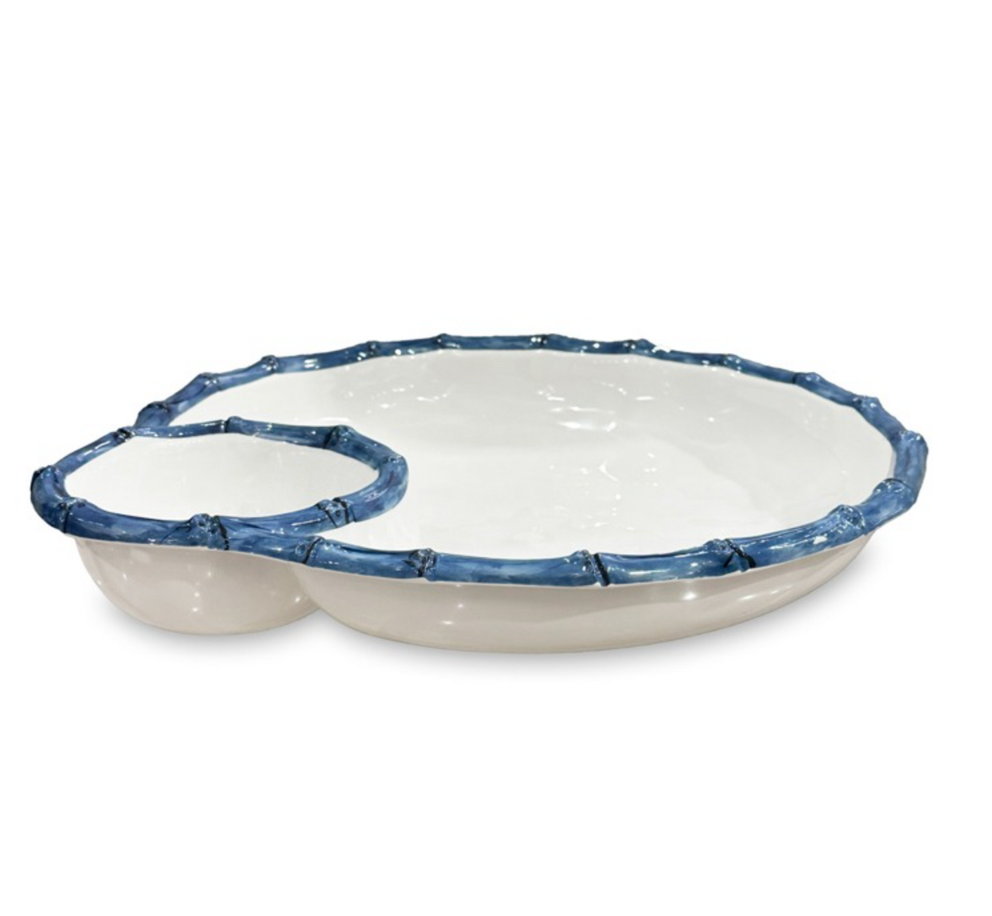 Vida Bamboo Blue Large Chip & Dip Bowl